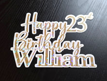 Load image into Gallery viewer, Custom Photo Cake Topper with Personalized Message | Holographic Cake Topper