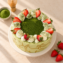 Load image into Gallery viewer, New! Matcha Green Tea Strawberry Cake (can be cream only)