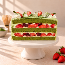 Load image into Gallery viewer, New! Matcha Green Tea Strawberry Cake (can be cream only)