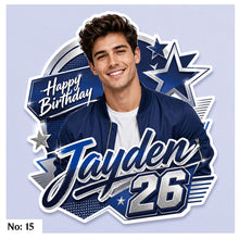 Load image into Gallery viewer, 6.5" Custom Photo Cake Topper | Shiny Holographic | Made to Create a Lasting Memory
