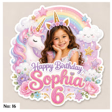 Load image into Gallery viewer, 6.5" Custom Photo Cake Topper | Shiny Holographic | Made to Create a Lasting Memory