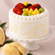 Load image into Gallery viewer, Durian Cake topped with Fresh Fruit
