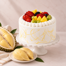 Load image into Gallery viewer, Durian Cake topped with Fresh Fruit
