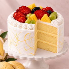 Load image into Gallery viewer, Durian Cake topped with Fresh Fruit
