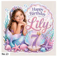 Load image into Gallery viewer, 6.5" Custom Photo Cake Topper | Shiny Holographic | Made to Create a Lasting Memory
