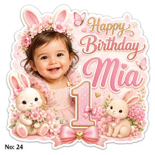 Load image into Gallery viewer, 6.5" Custom Photo Cake Topper | Shiny Holographic | Made to Create a Lasting Memory
