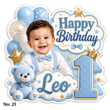 Load image into Gallery viewer, 6.5" Custom Photo Cake Topper | Shiny Holographic | Made to Create a Lasting Memory
