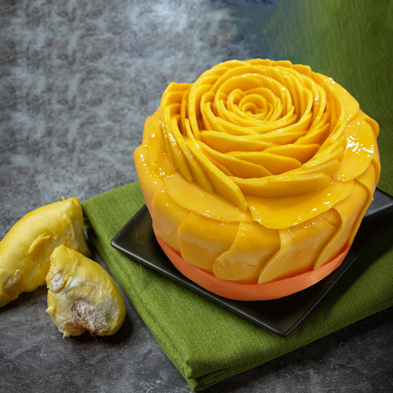 Durian cake wrapped with Mangoes
